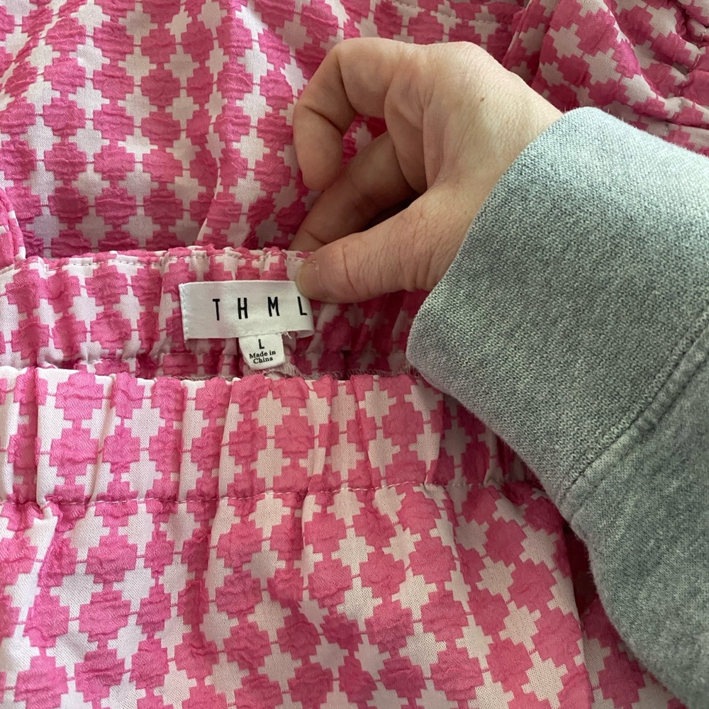 THML Pink Patterned Tank with Ruffle Straps - Picture 2 of 2